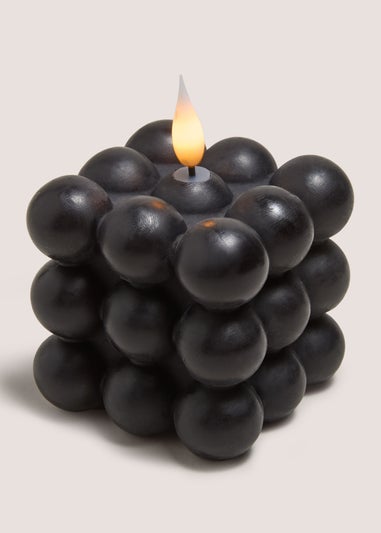Black Bobble LED Candle (9cm x 9cm x 9cm)