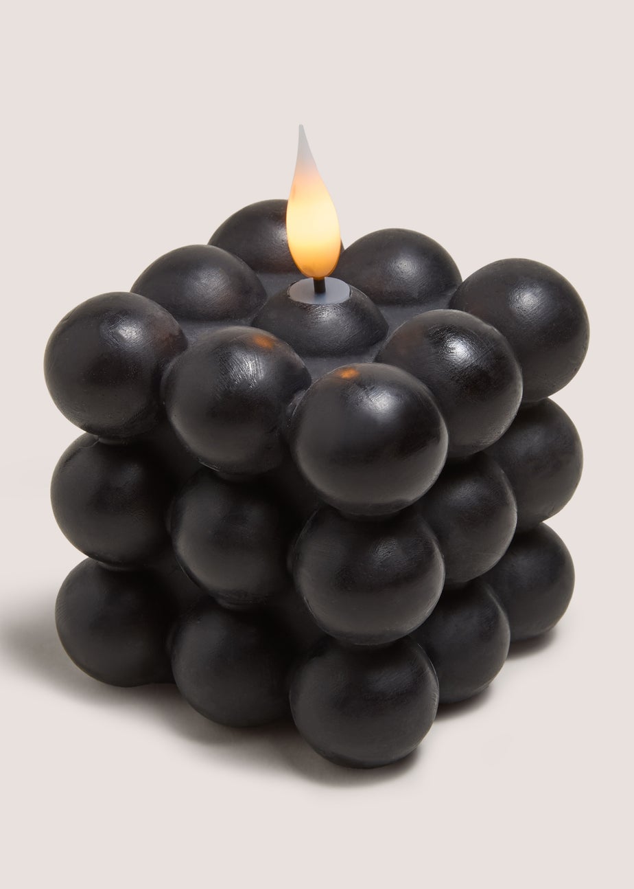 Black Bobble LED Candle (9cm x 9cm x 9cm)