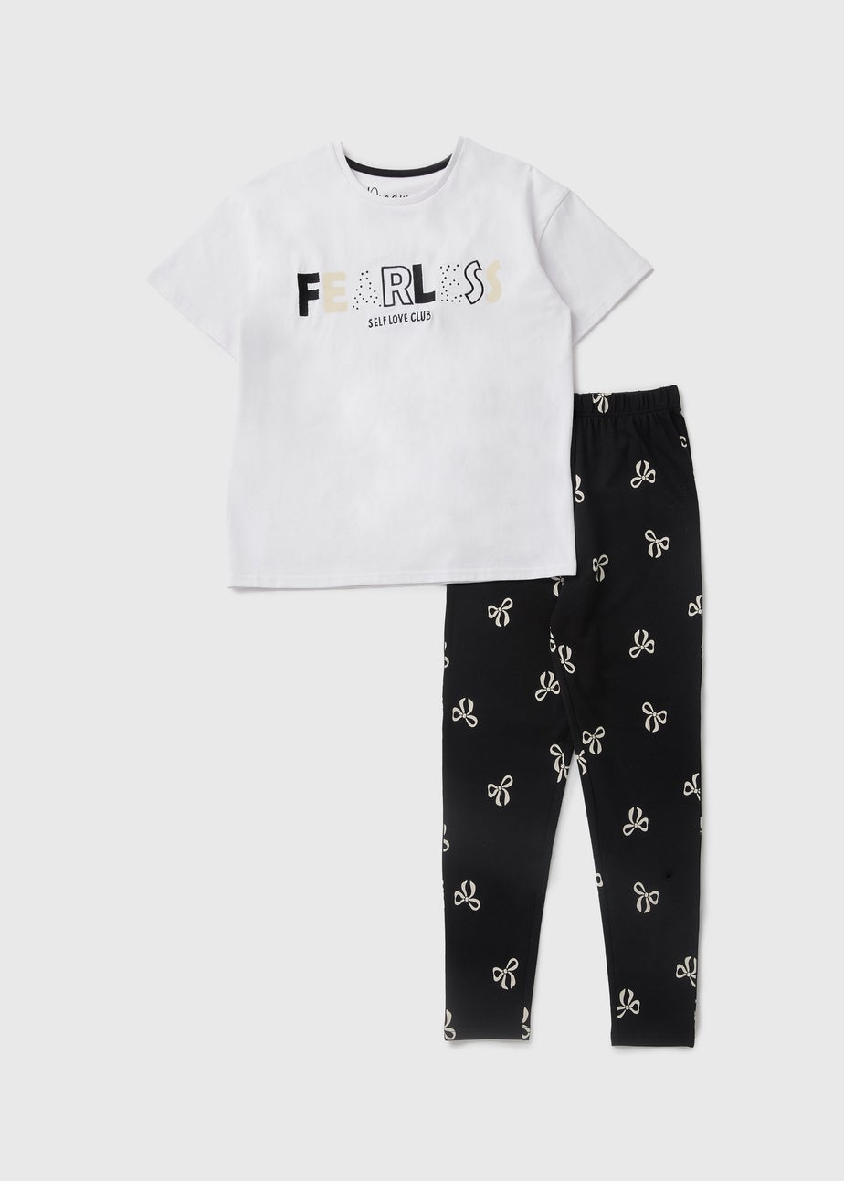 Girls Black Self Love Club Pyjama Set (7-13yrs)