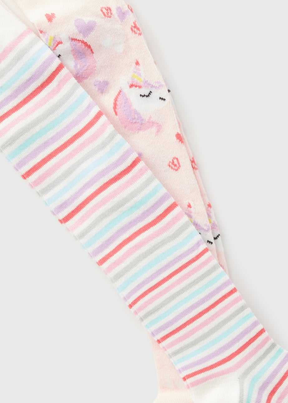 2 Pack Girls Pink Unicorn Tights (2-10yrs)