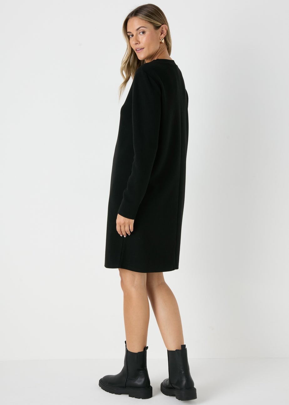 Black Ribbed Sweater Dress