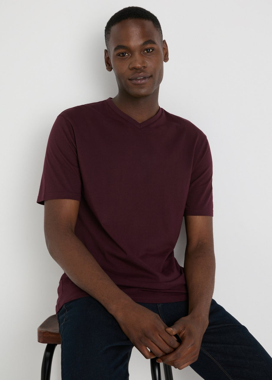 Burgundy Essential V-Neck T-Shirt Matalan