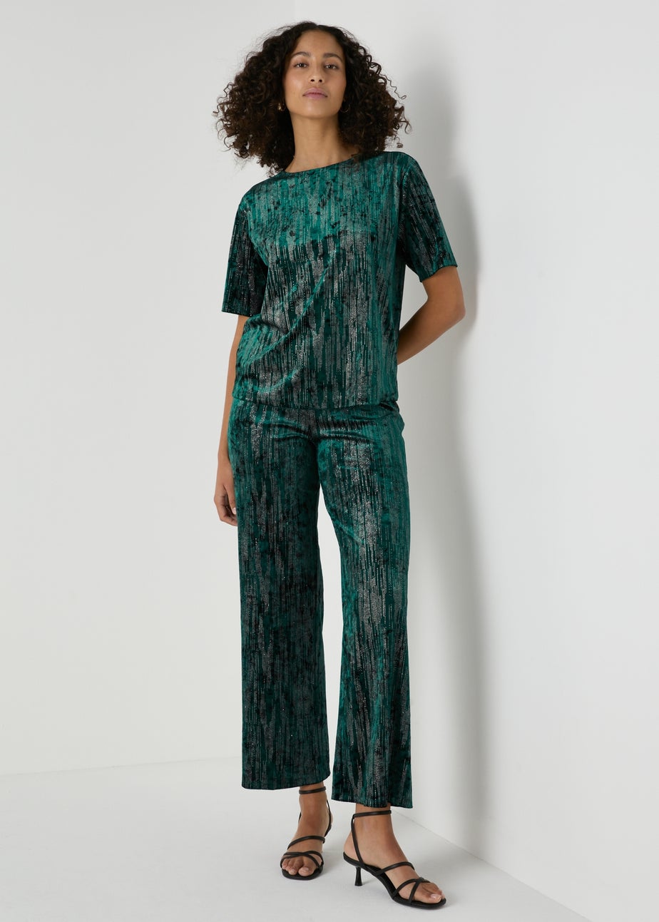 Et Vous Green Glitter Velvet Top