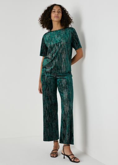 Et Vous Green Glitter Velvet Top