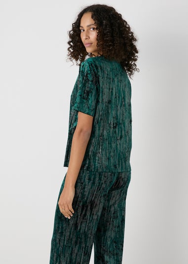 Et Vous Green Glitter Velvet Top