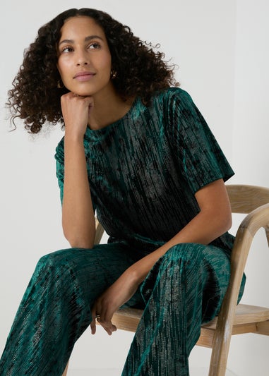 Et Vous Green Glitter Velvet Top