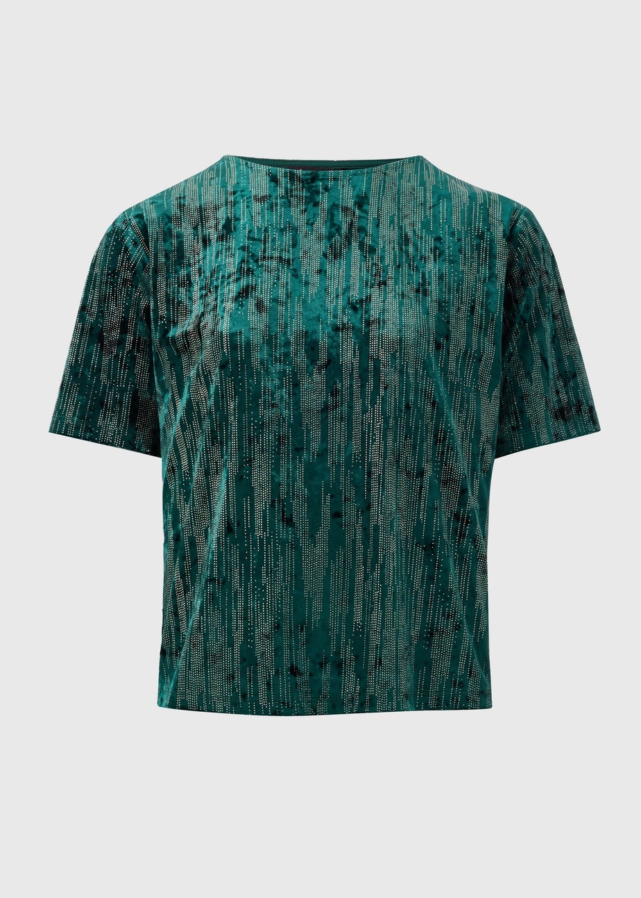 Et Vous Green Glitter Velvet Top