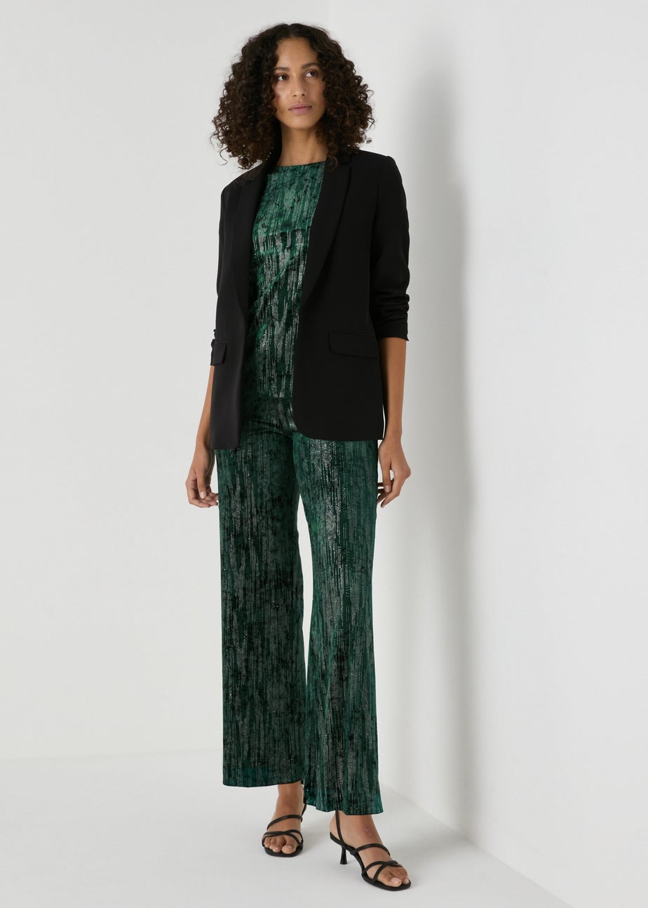 Et Vous Green Glitter Velvet Trousers