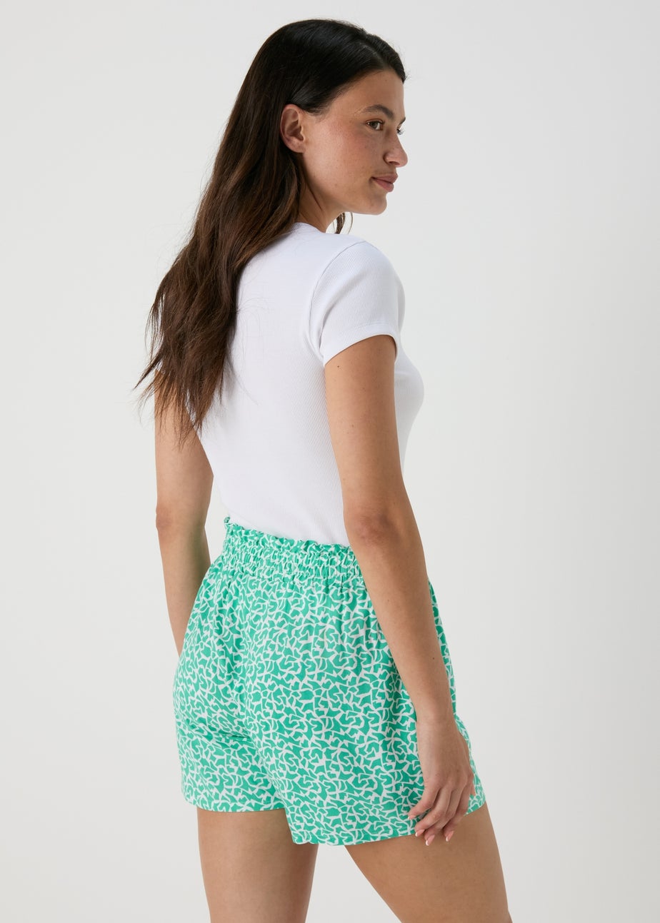 Green Patterned Viscose Shorts