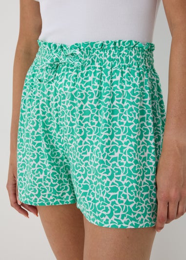 Green Patterned Viscose Shorts