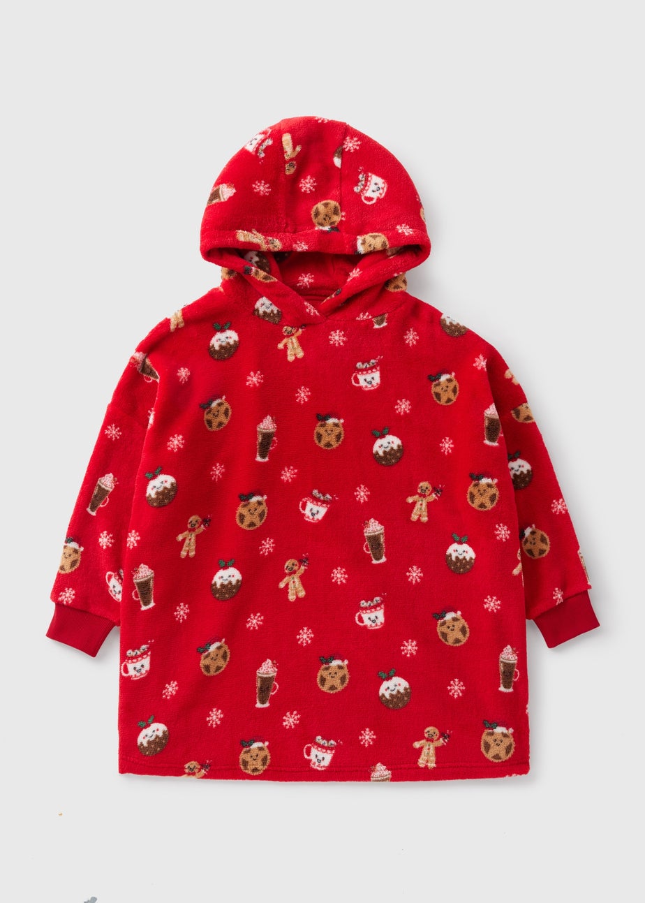 Kids Red Christmas Gingerbread Snuggle Hoodie (3-13yrs)