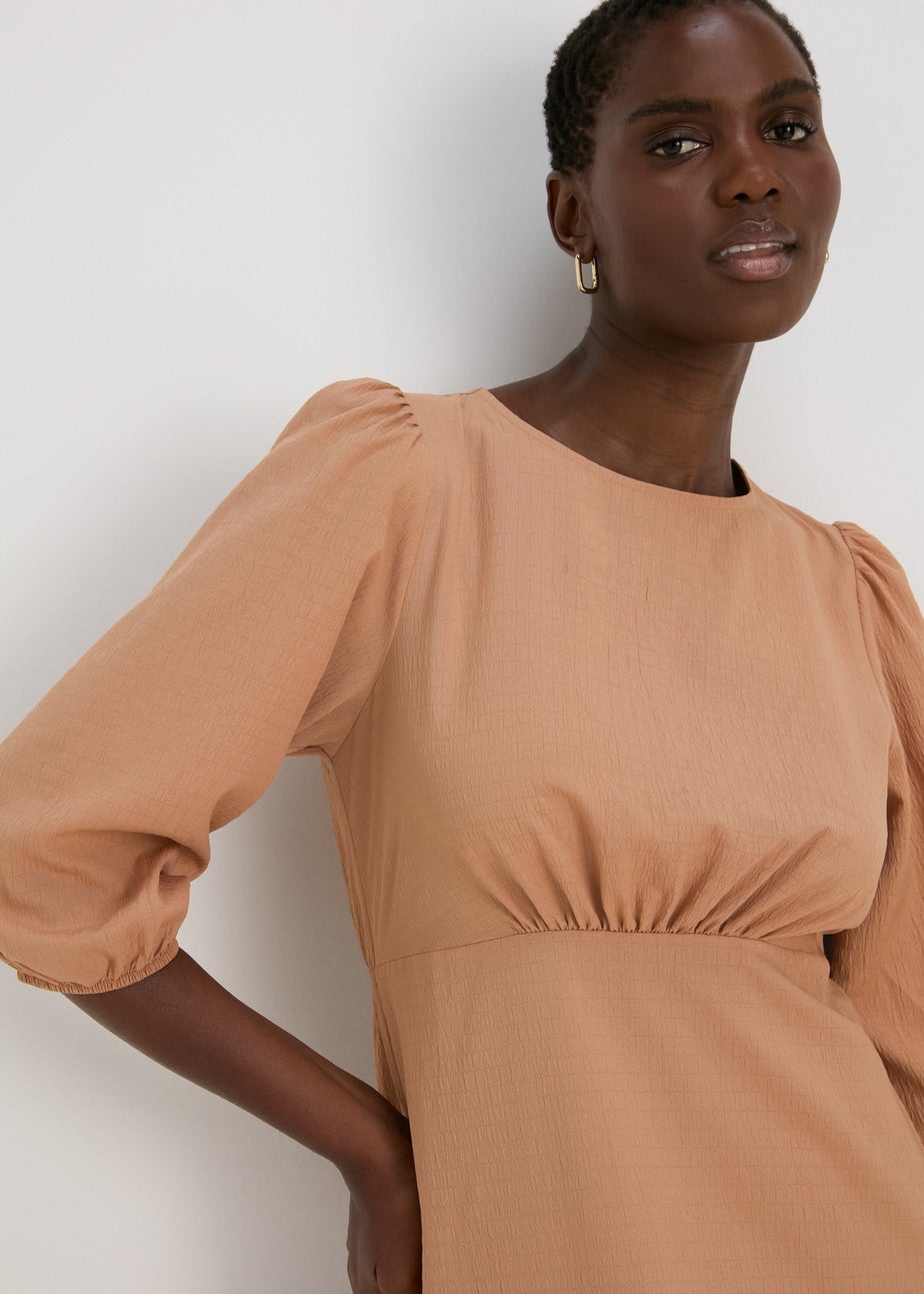 Camel Midi Tea Dress