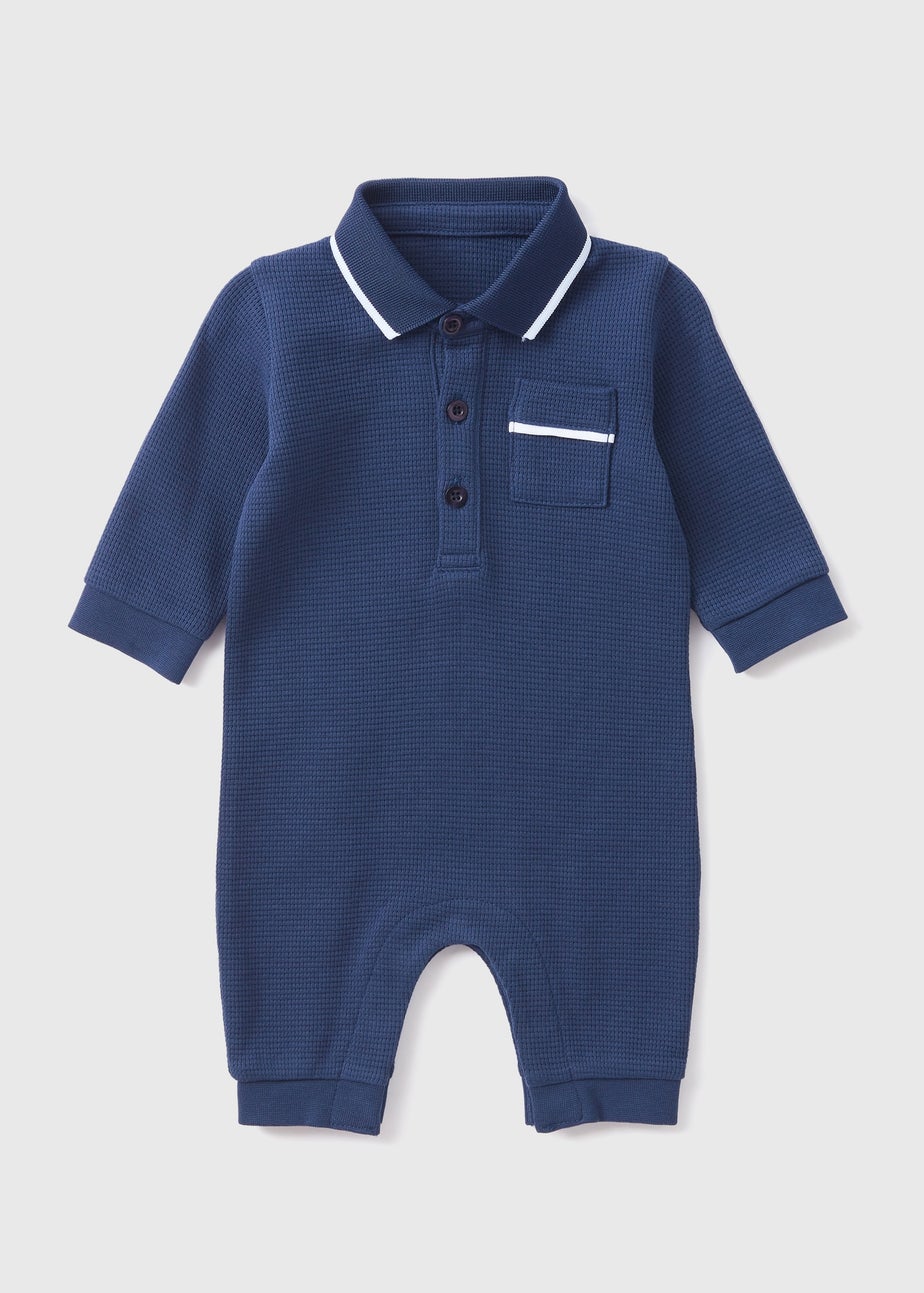 Baby Navy Polo Romper (Newborn-23mths)