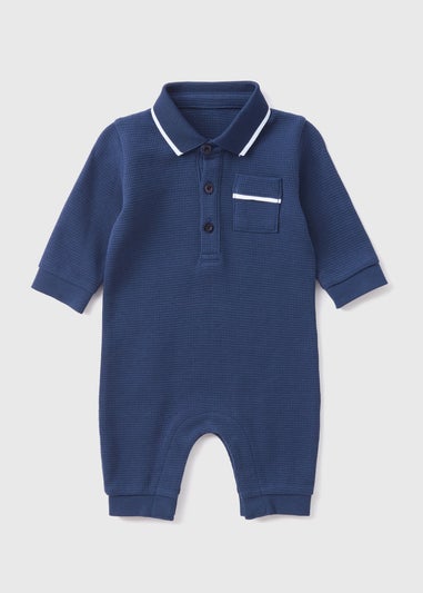 Baby Navy Polo Romper (Newborn-23mths)