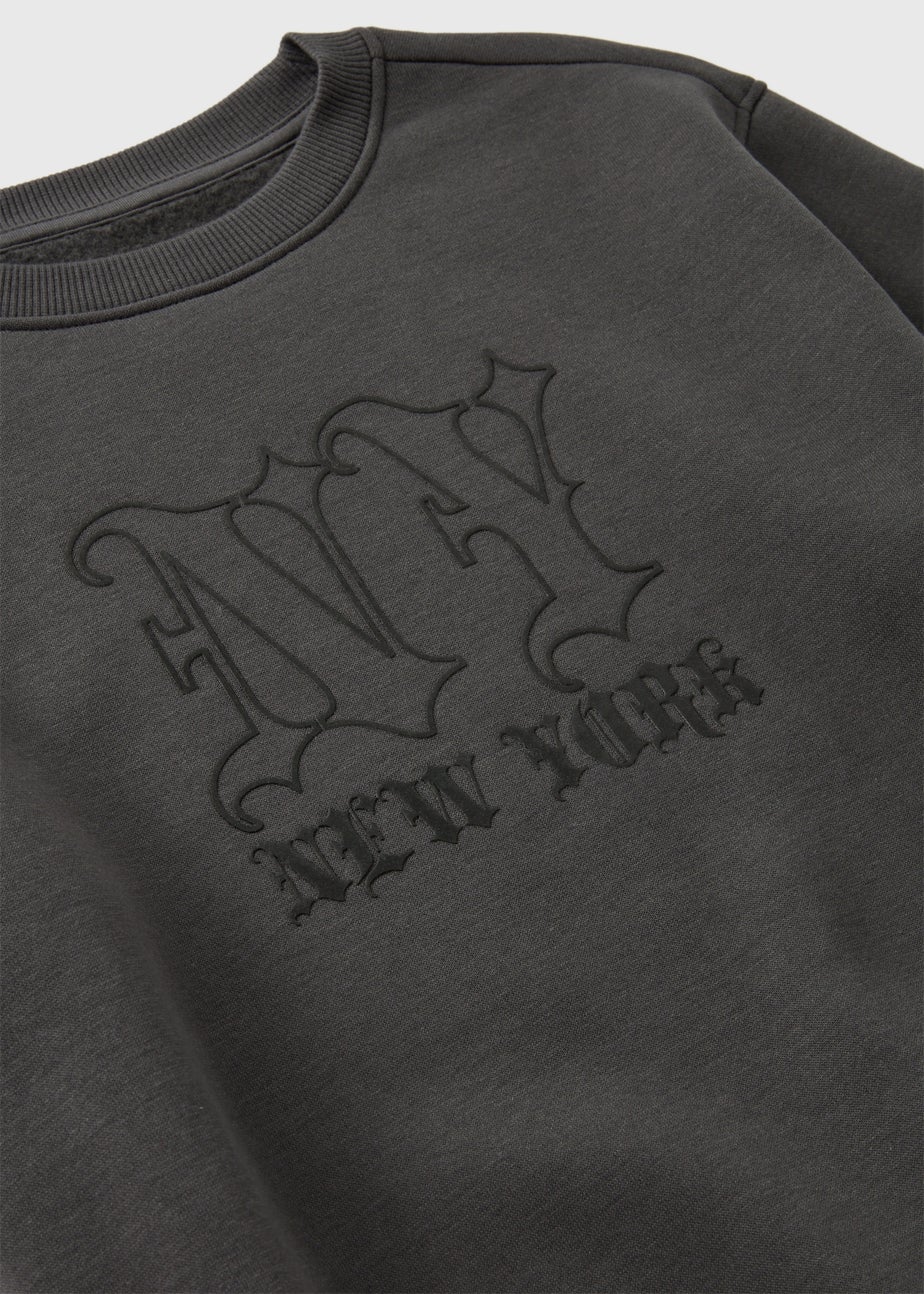 Boys Grey New York Crewneck Sweatshirt (7-15yrs)