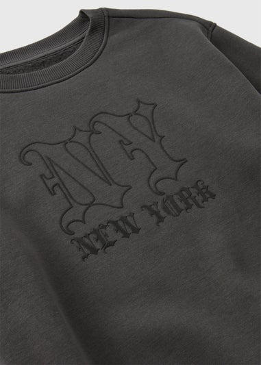 Boys Grey New York Crewneck Sweatshirt (7-15yrs)