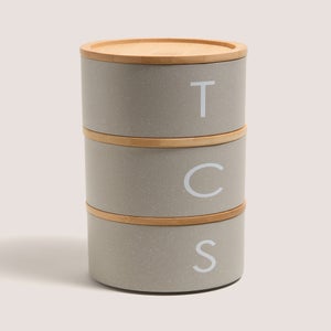 Grey Metal Tea Coffee & Sugar Stackable Canisters