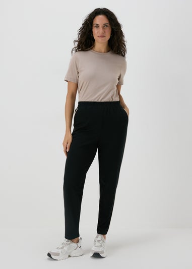 Black Tapered Side Pipe Detail Jogging Bottoms