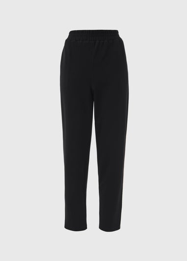 Black Tapered Side Pipe Detail Jogging Bottoms