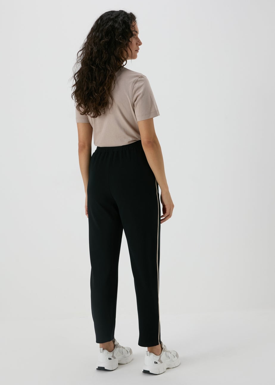 Black Tapered Side Pipe Detail Jogging Bottoms