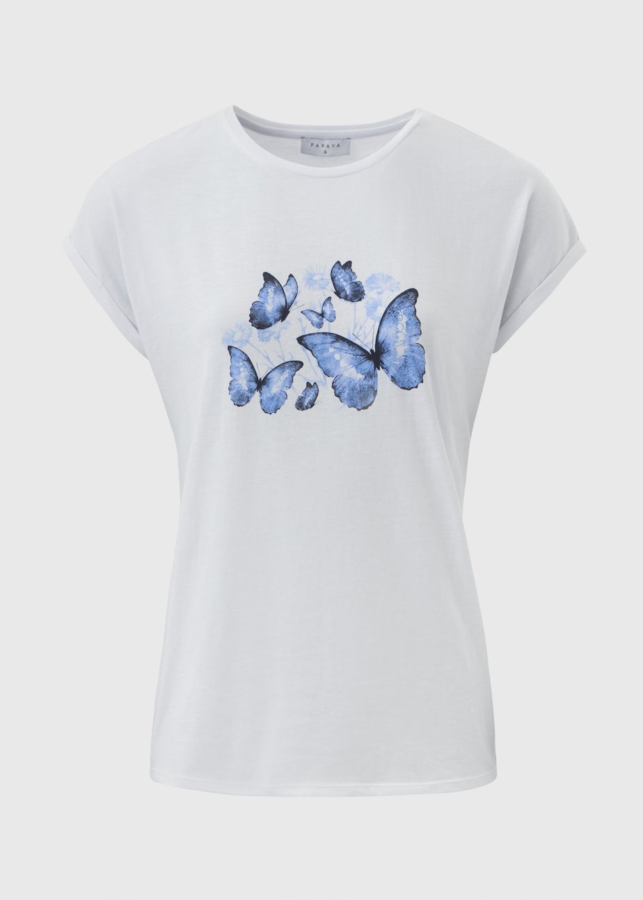 White Butterfly Graphic T-Shirt