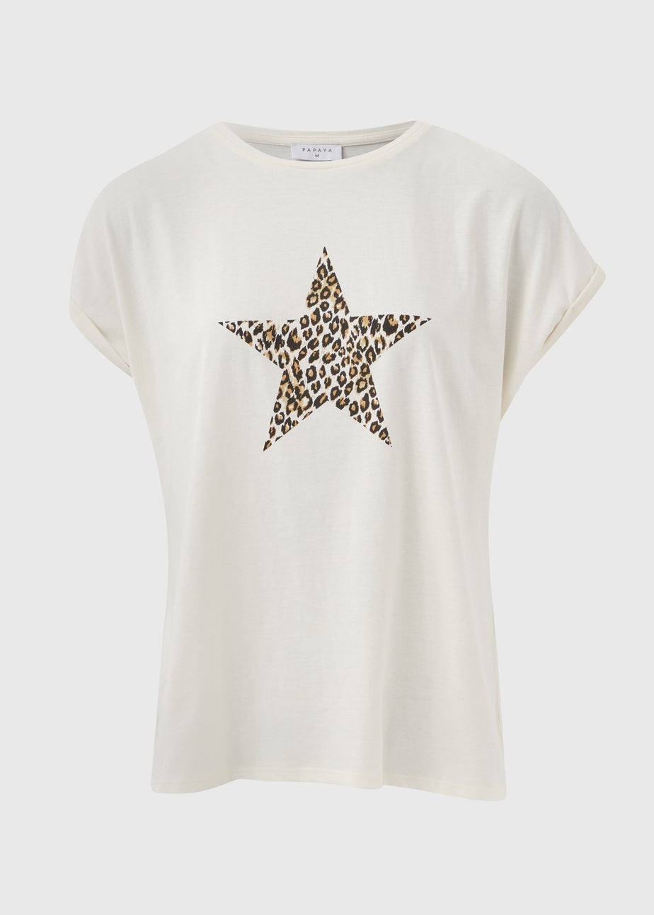 Cream Leopard Star T-Shirt