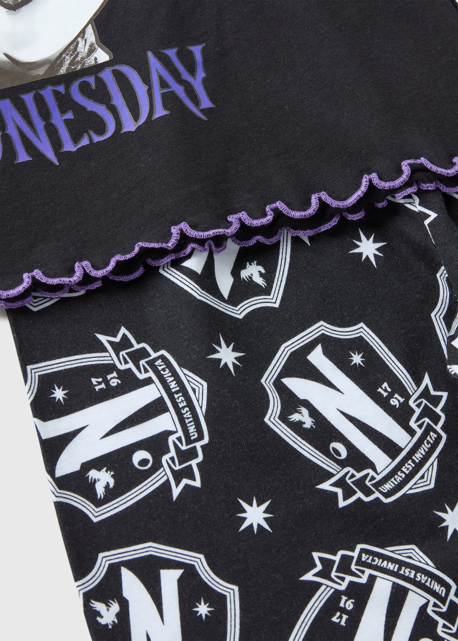 Wednesday Kids Black Top & Bottoms Pyjama Set (7-13yrs)