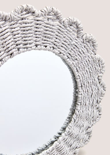 Grey Scallop Edge Mirror (42cm x 15cm x 52cm)