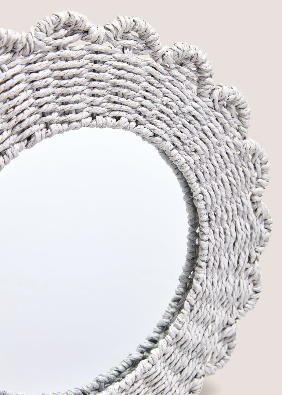 Grey Scallop Edge Mirror (42cm x 15cm x 52cm)