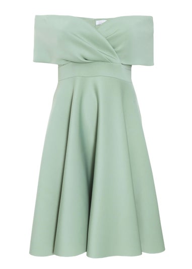 Quiz Green Curve Midi Skater Dress
