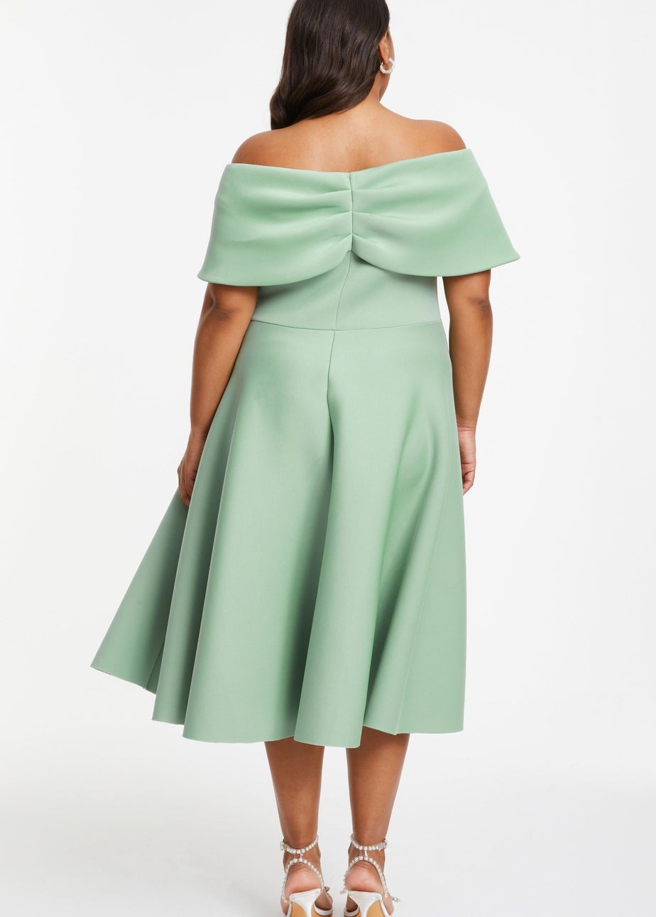 Quiz Green Curve Midi Skater Dress