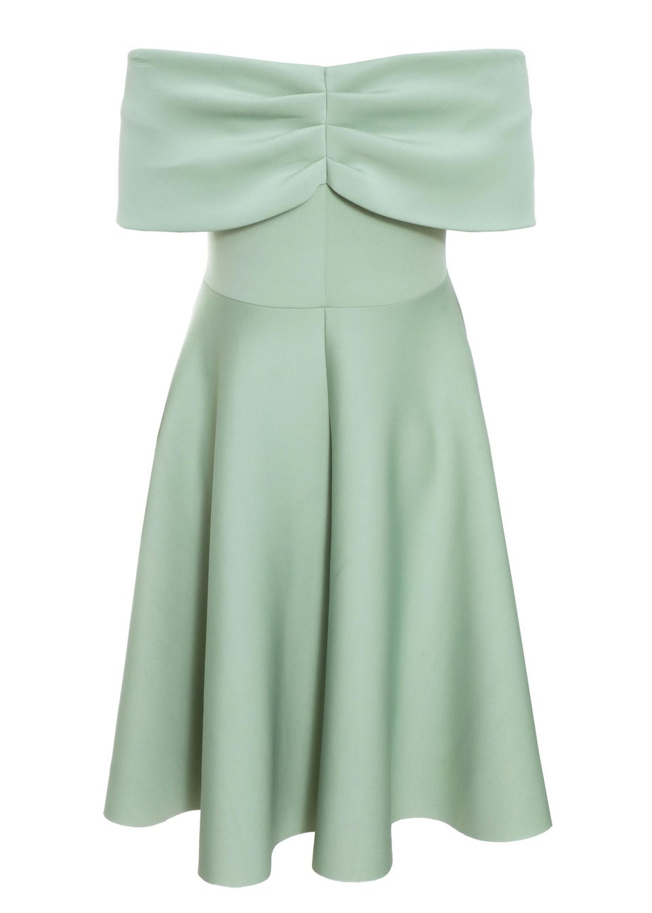 Quiz Green Curve Midi Skater Dress