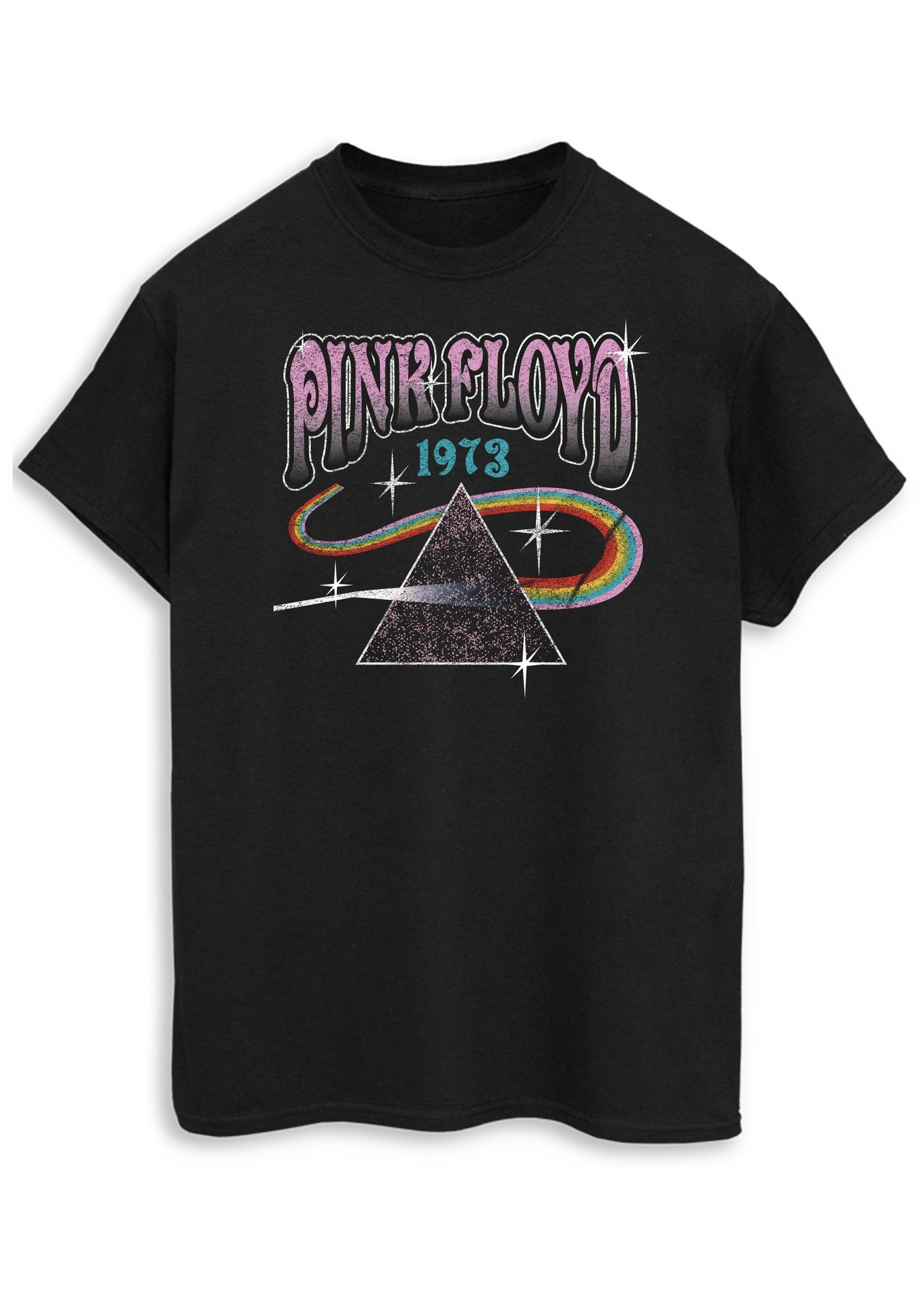 Spiral Galaxy Pink Floyd 1972 Prism Black Printed T-Shirt - Matalan