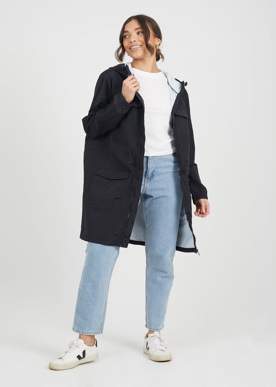 Brave Soul Black Lightweight Hooded Patch Pocket Jacket