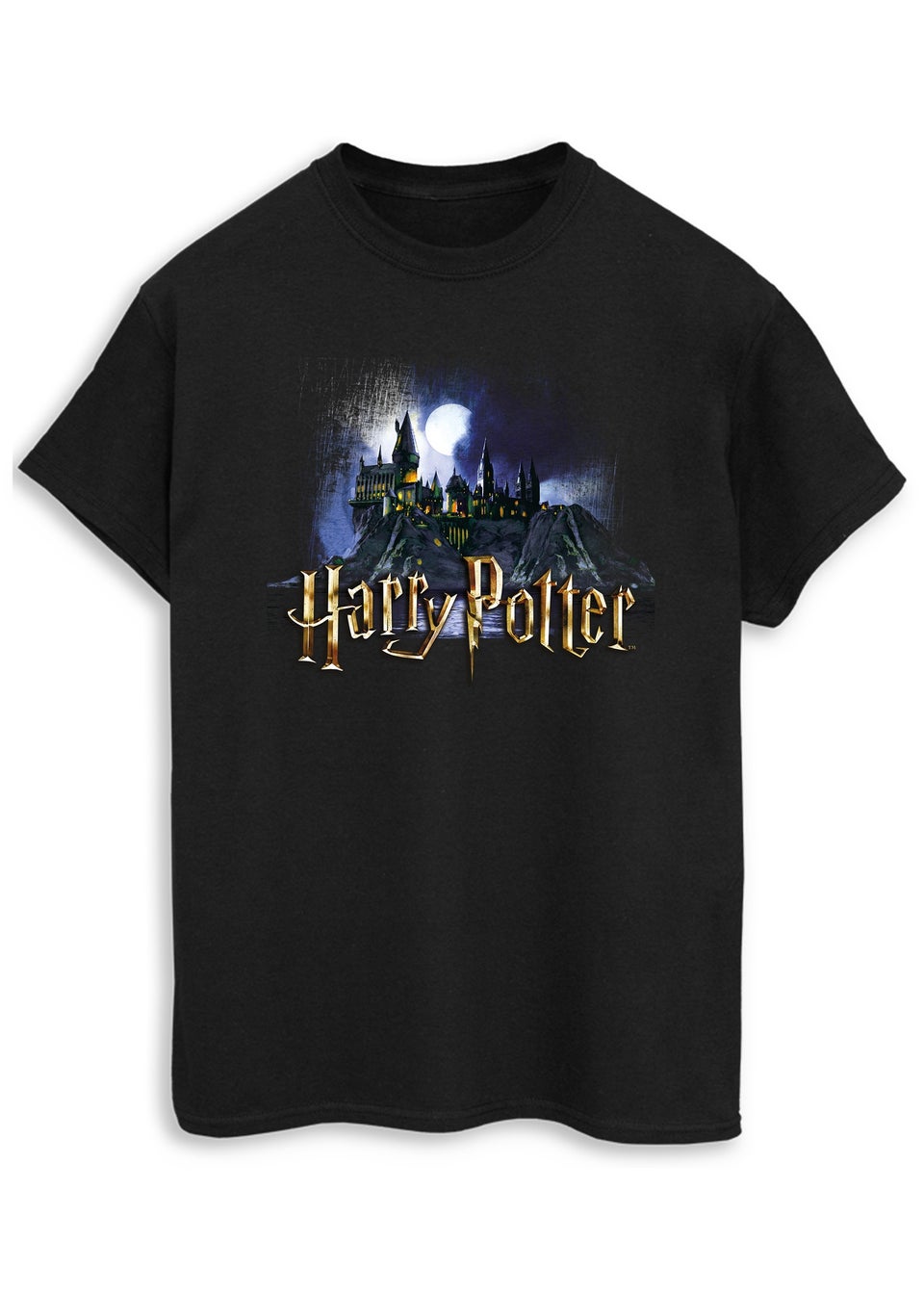 Harry Potter Hogwarts Castle Adult Black Graphic T-Shirt