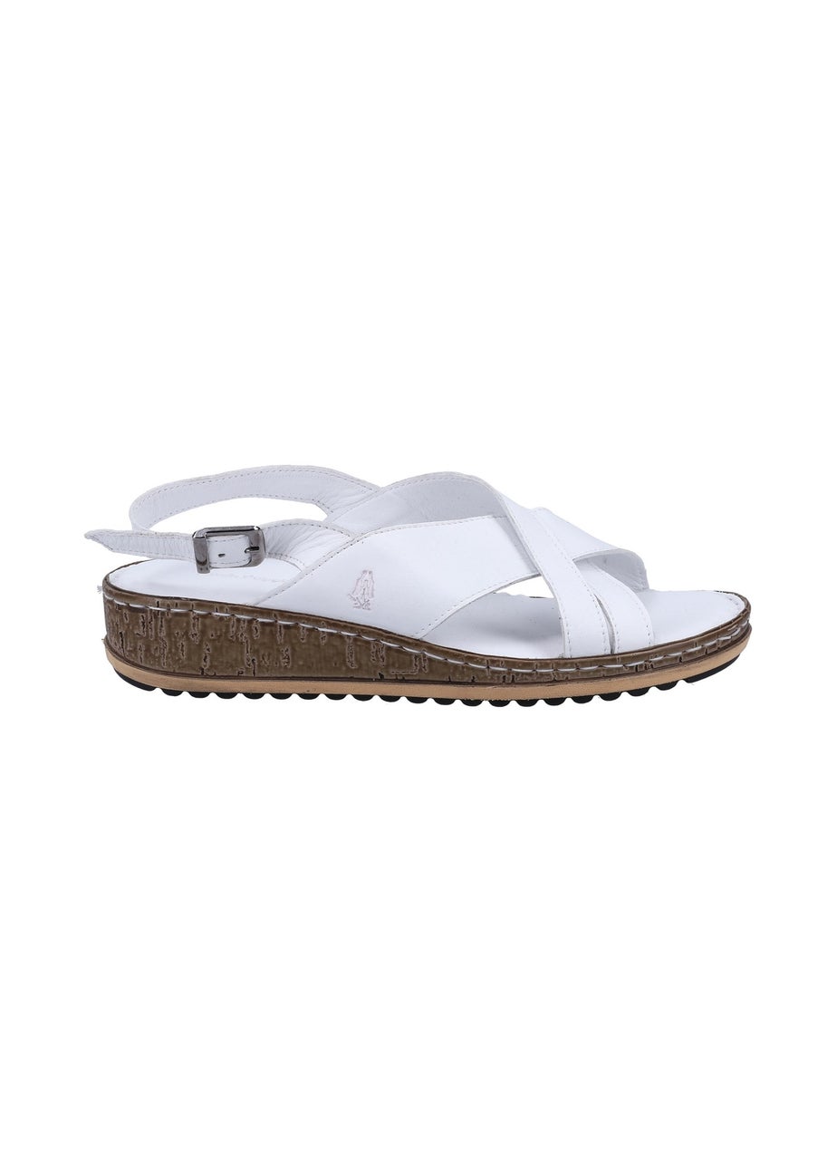 Hush Puppies White Elena Cross Over Wedge Sandal