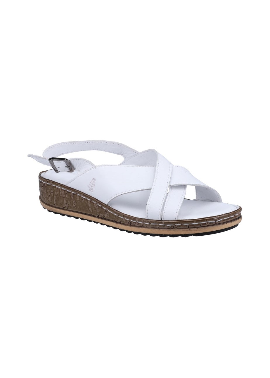 Hush Puppies White Elena Cross Over Wedge Sandal