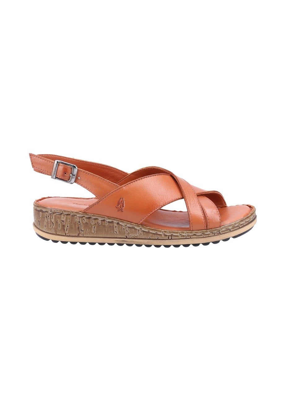 Hush Puppies Tan Elena Cross Over Wedge Sandal