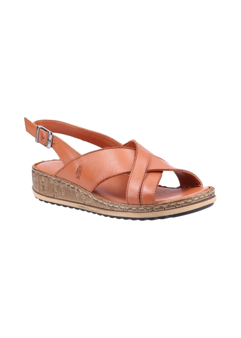 Hush Puppies Tan Elena Cross Over Wedge Sandal