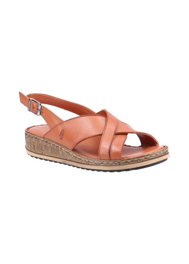 Hush Puppies Tan Elena Cross Over Wedge Sandal