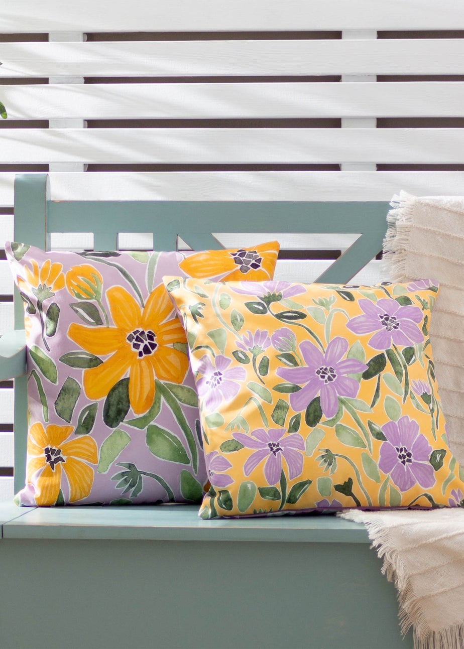 Wylder Nature Yellow Flower Filled Outdoor Cushions (43cm x 43cm x 8cm)