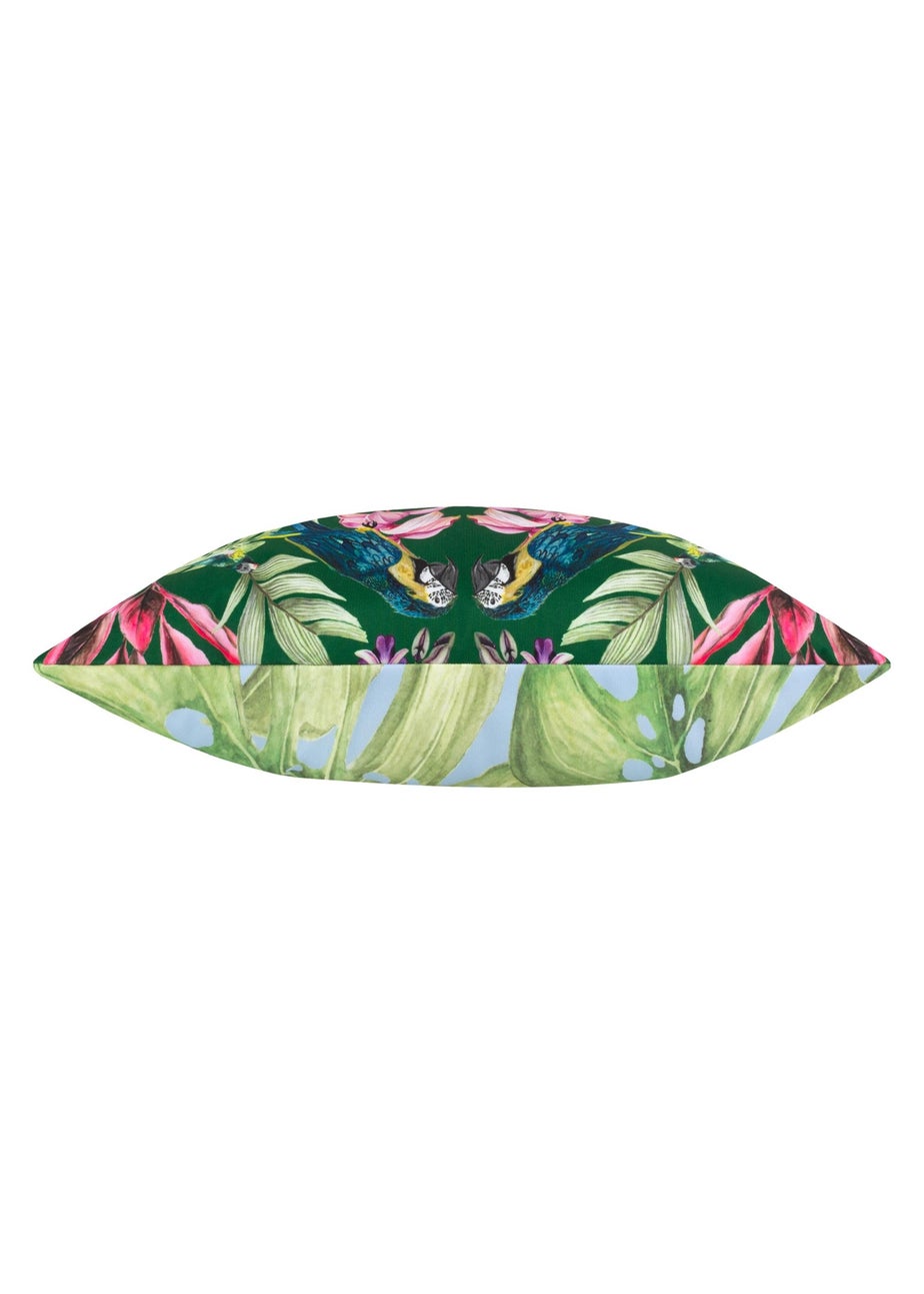 Wylder Tropics Dark Green Kali Birds Filled Outdoor Cushions (30cm x 50cm x 8cm)