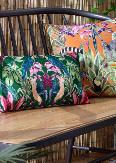 Wylder Tropics Dark Green Kali Birds Filled Outdoor Cushions (30cm x 50cm x 8cm)