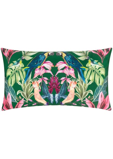 Wylder Tropics Dark Green Kali Birds Filled Outdoor Cushions (30cm x 50cm x 8cm)