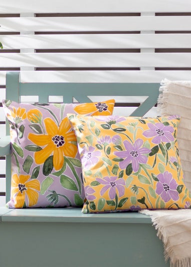 Wylder Nature Lilac Flower Filled Outdoor Cushions (43cm x 43cm x 8cm)