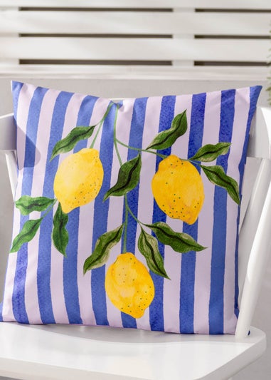furn. Blue Lemons Filled Outdoor Cushions (43cm x 43cm x 8cm)