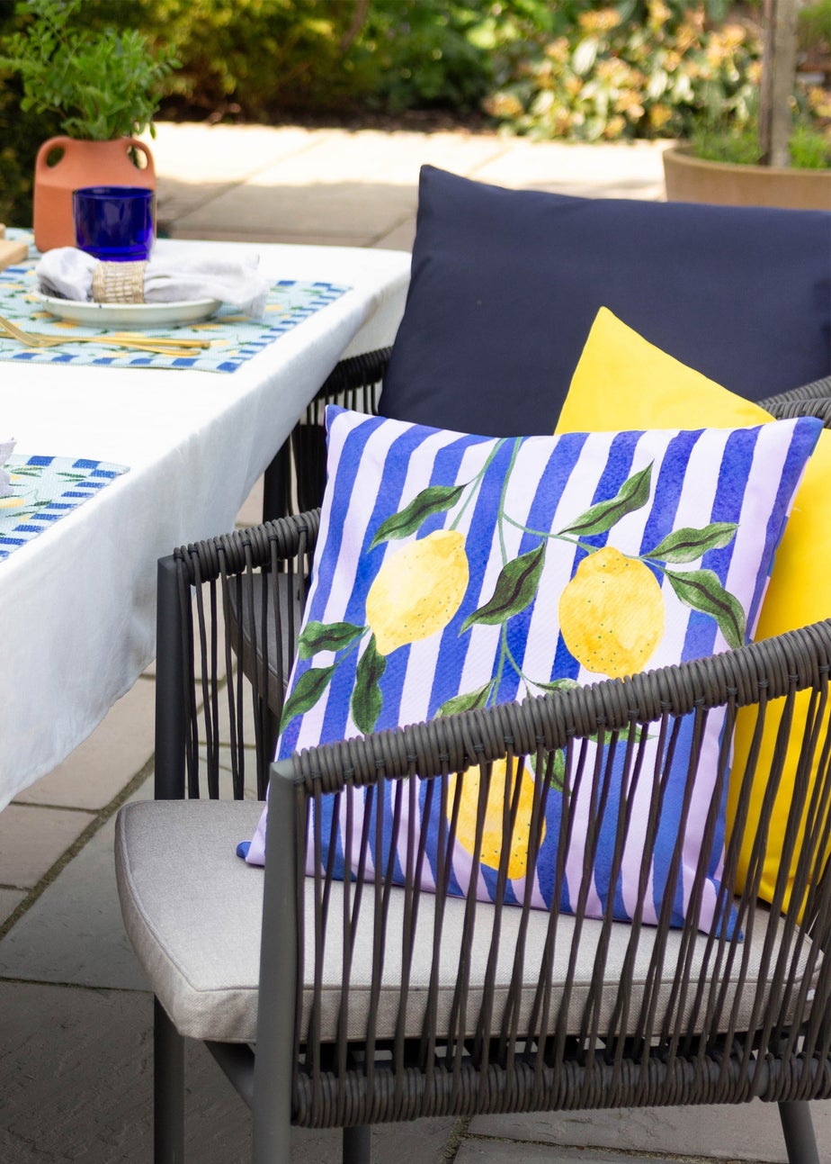 furn. Blue Lemons Filled Outdoor Cushions (43cm x 43cm x 8cm)