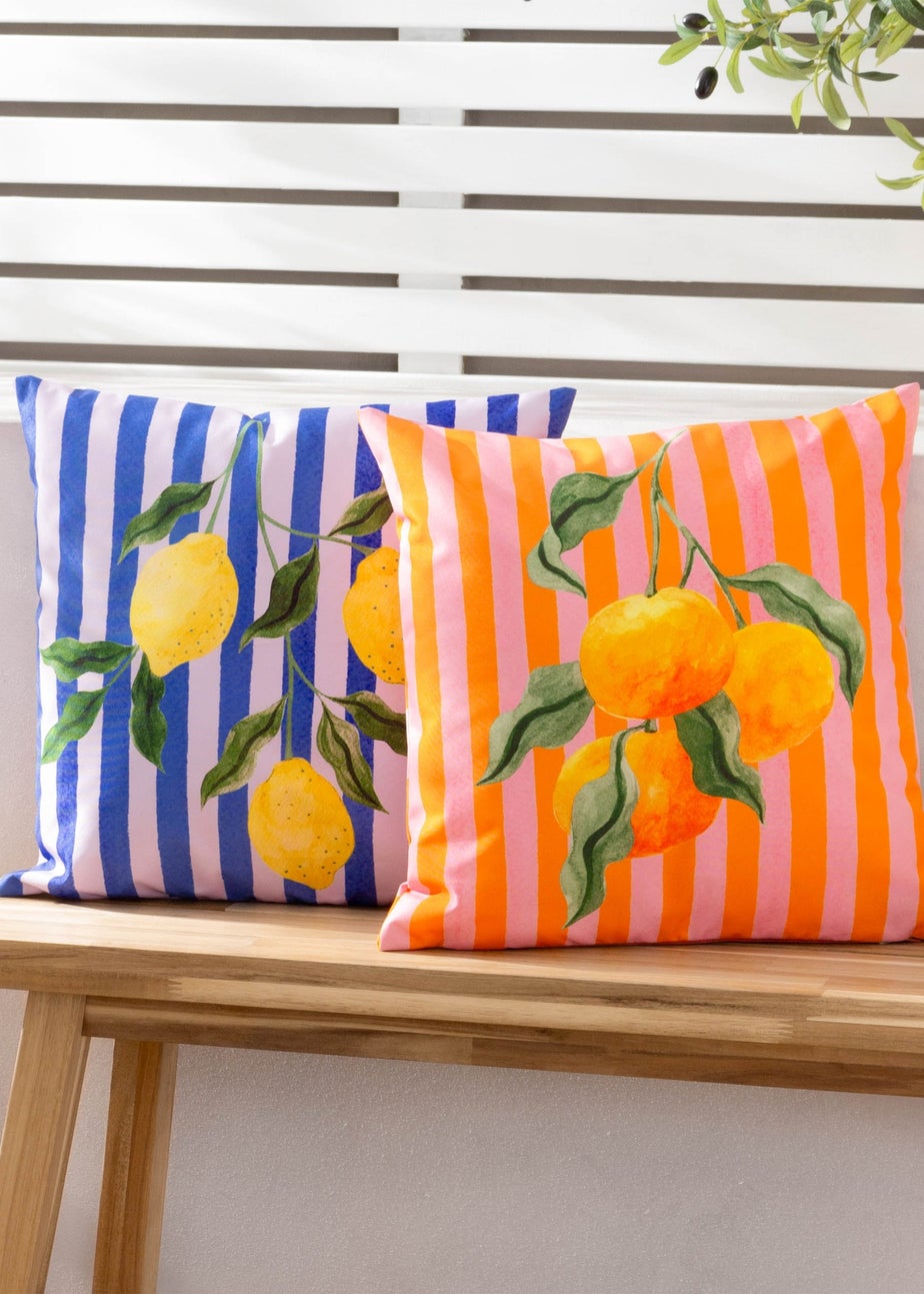 furn. Blue Lemons Filled Outdoor Cushions (43cm x 43cm x 8cm)
