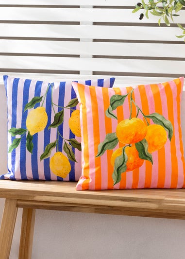 furn. Blue Lemons Filled Outdoor Cushions (43cm x 43cm x 8cm)