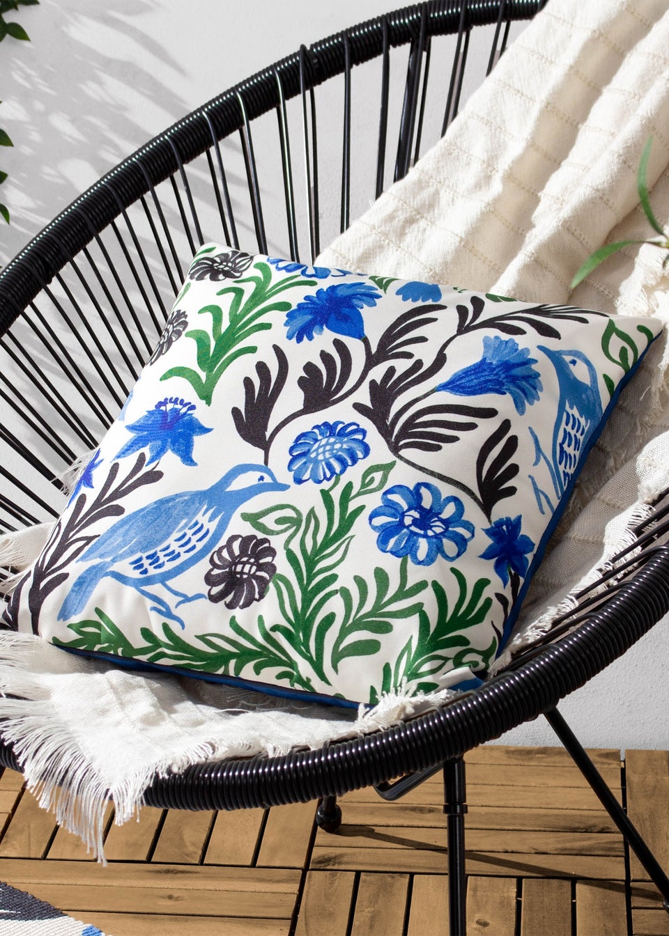 furn. Blue Aljento Filled Outdoor Cushions (43cm x 43cm x 8cm)